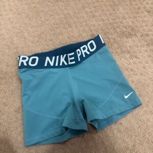 Nike Teal and Dark Blue Athletic Compression Shorts